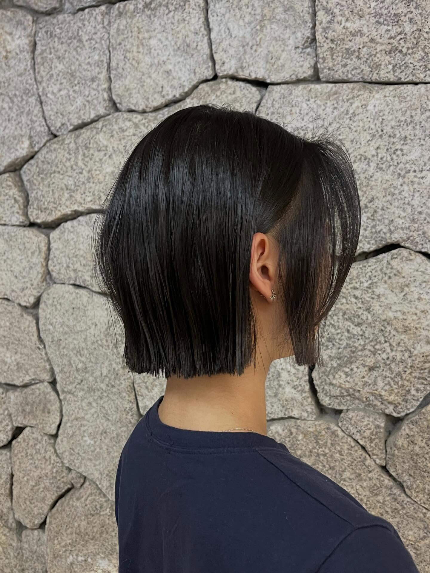 Sleek Graphite Tapered Bob with Sheer End Detail