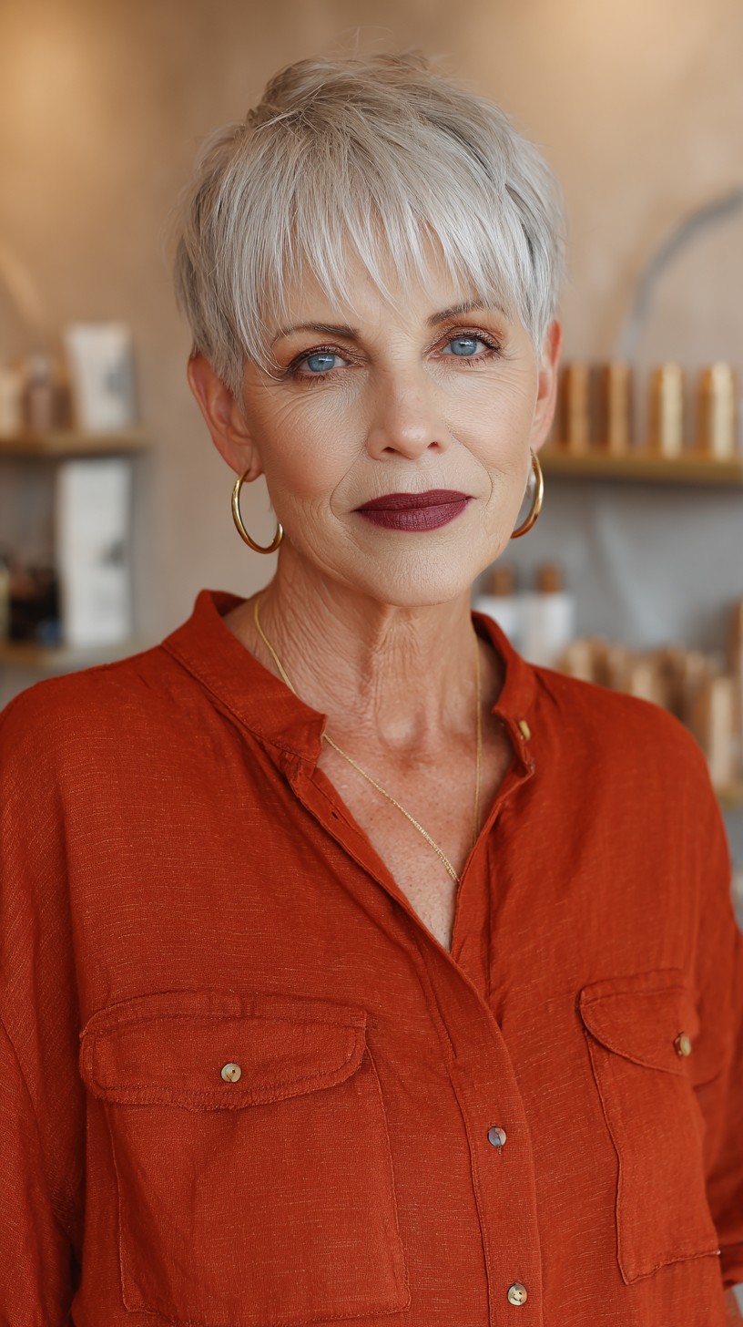 Sleek Silver Pixie with Defined Edges