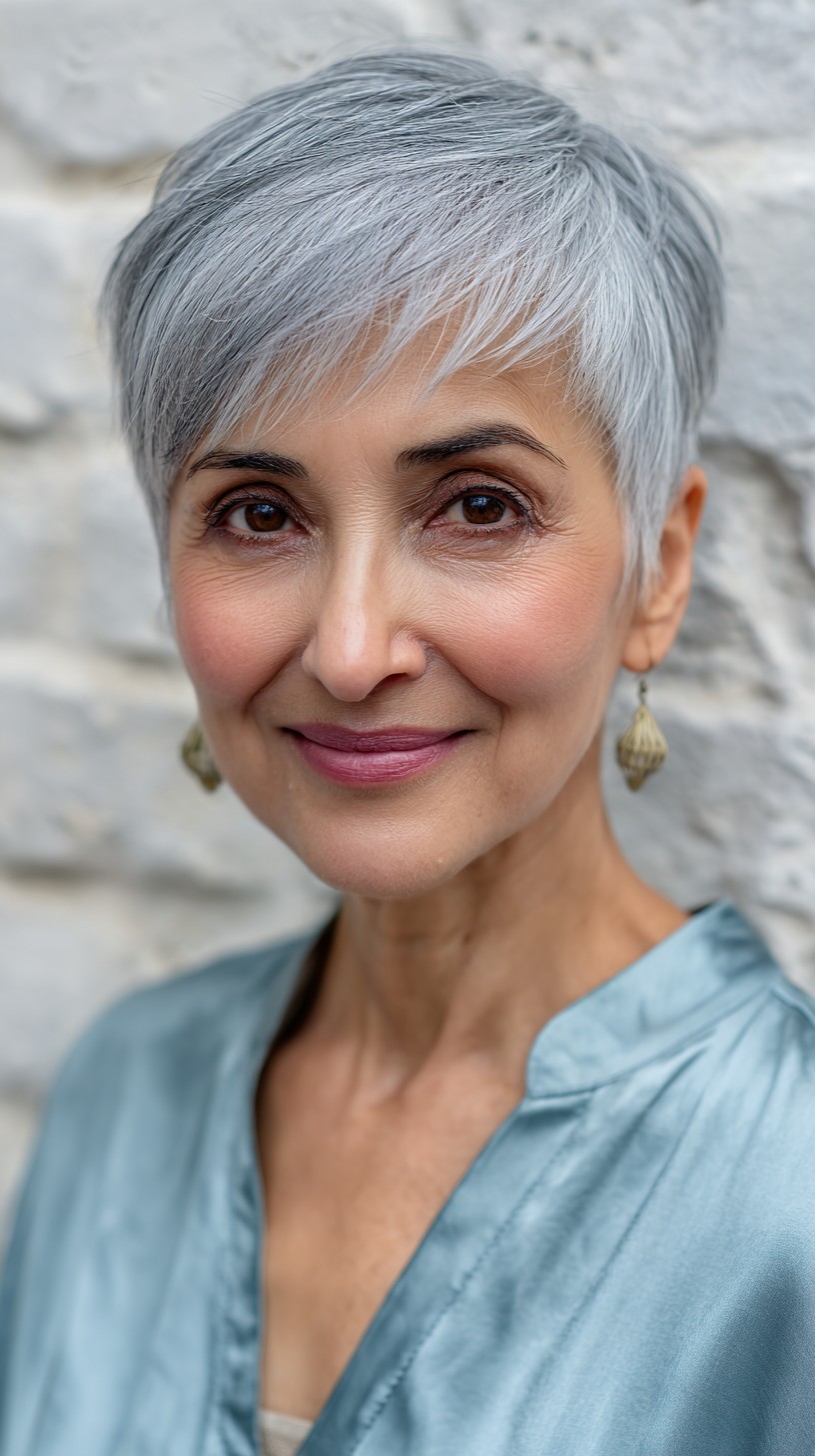 Sleek Silver Pixie with Textured Top