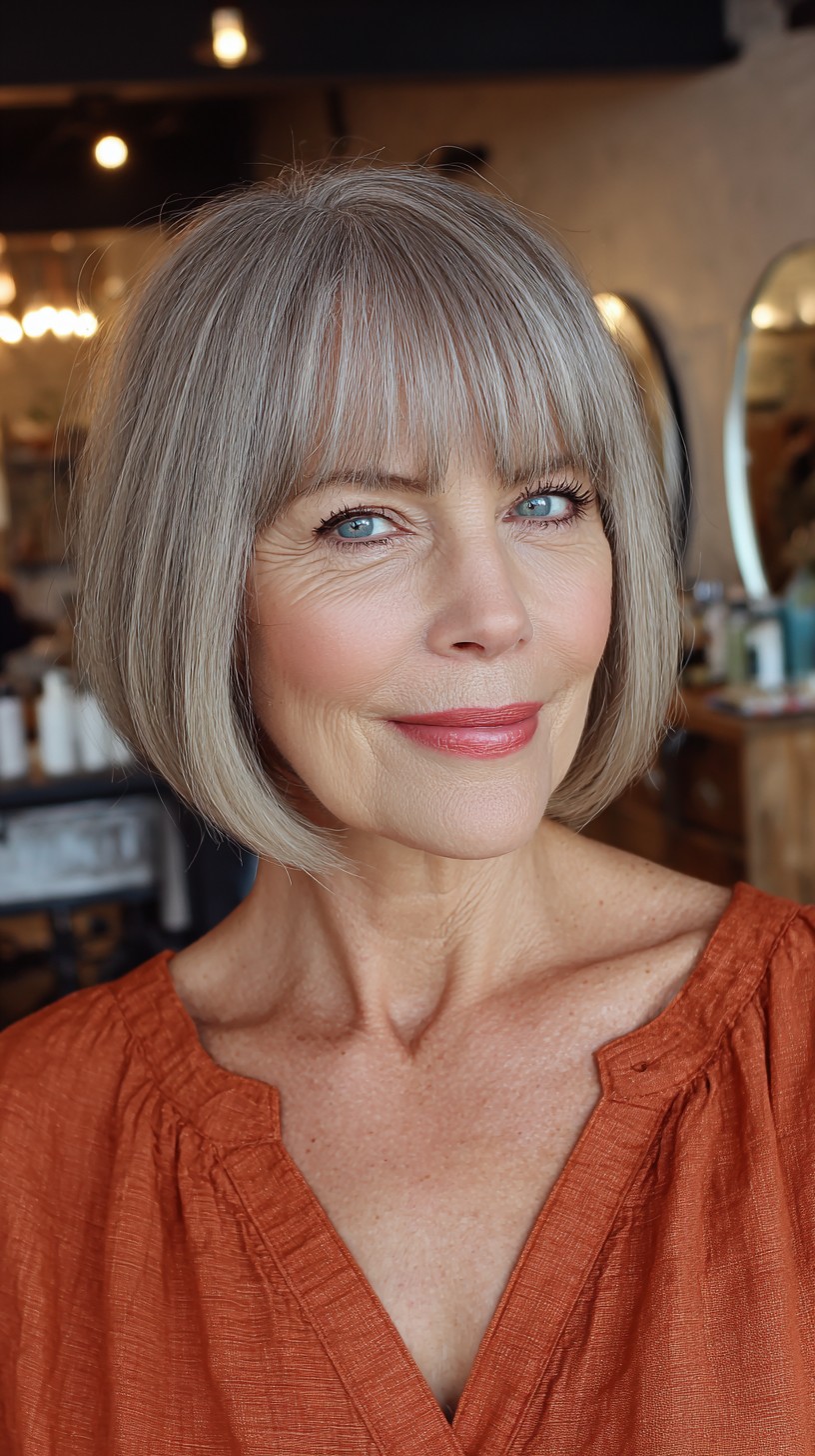 Soft Silver Bob with Contouring Bangs