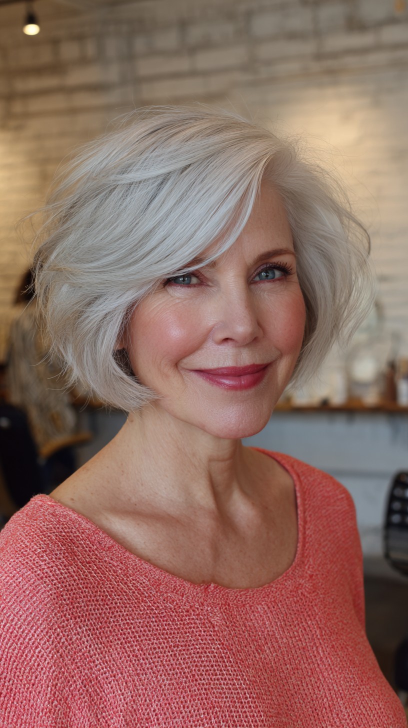Soft Silver Layers with Feathered Finish