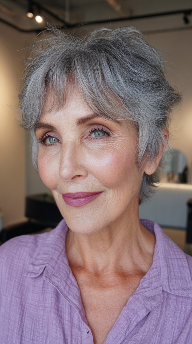 Soft Silver Voluminous Textured Bob