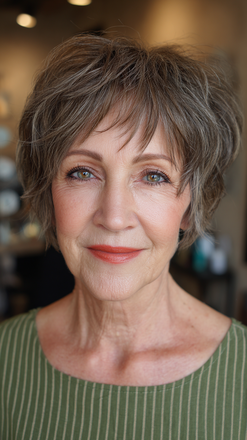 Textured Short Wolf Cut with Feathered Layers
