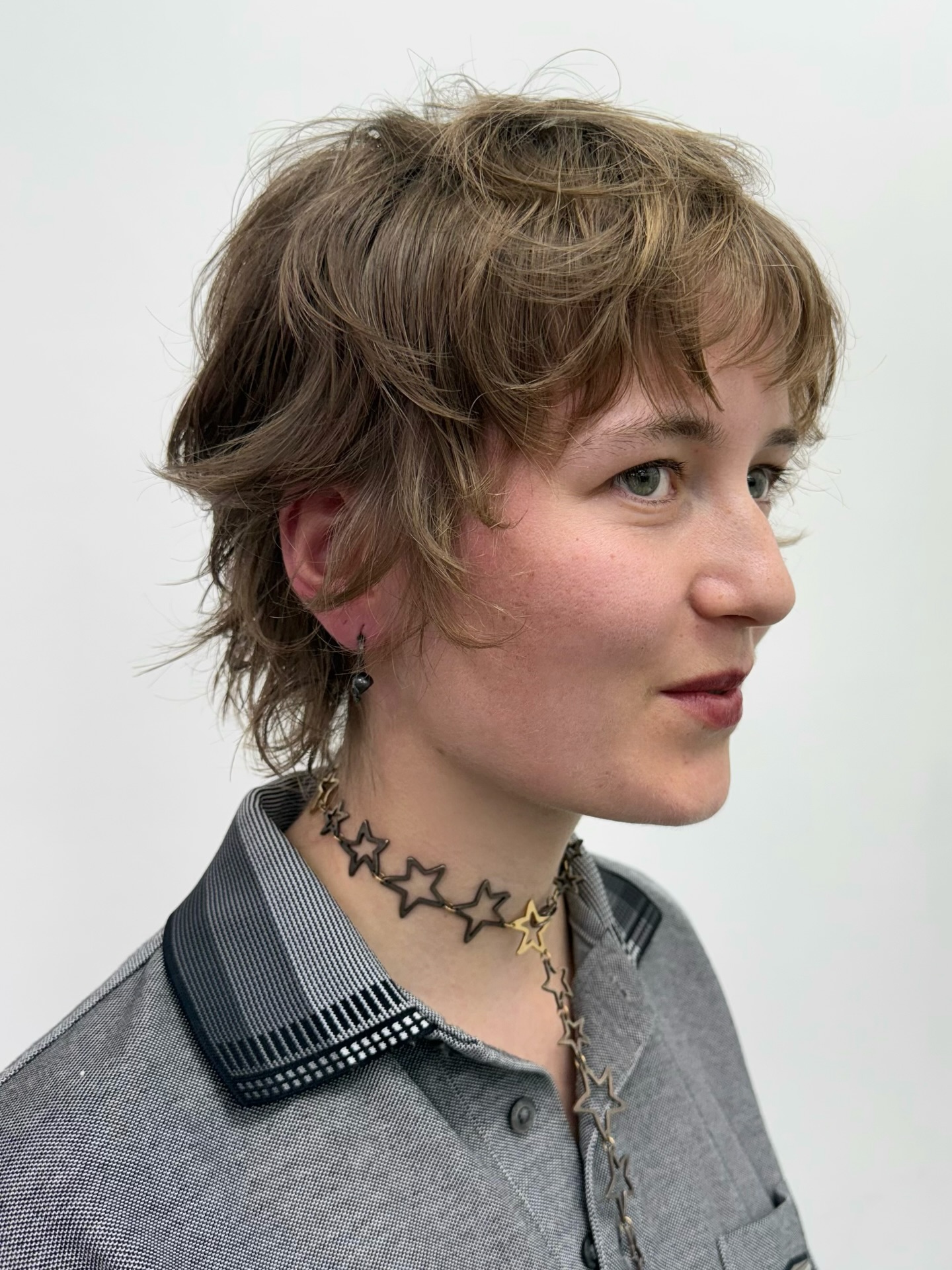 Textured Tawny Tousle with Soft Side-Swept Bangs