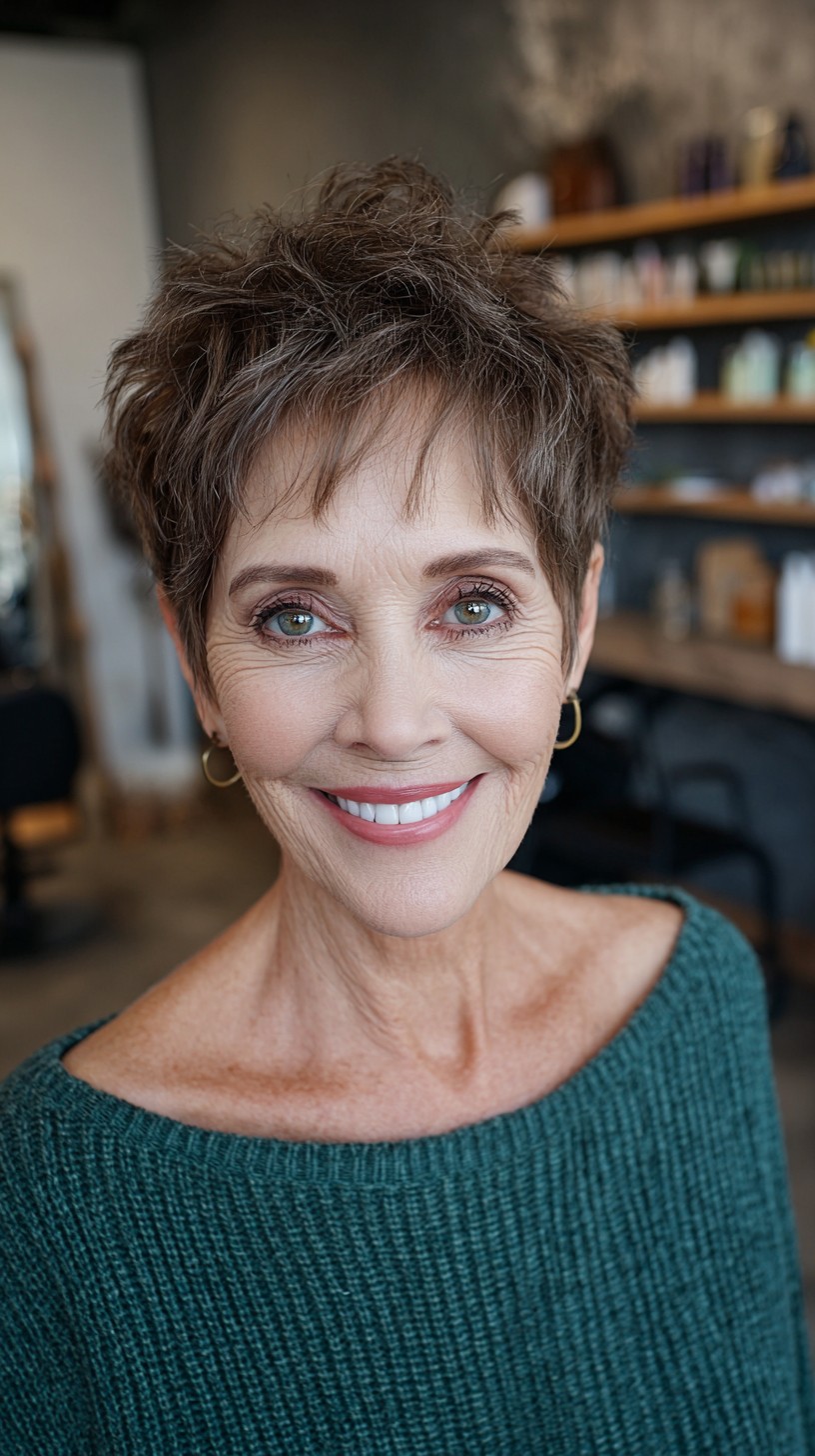 Vibrant Textured Pixie for Mature Hair
