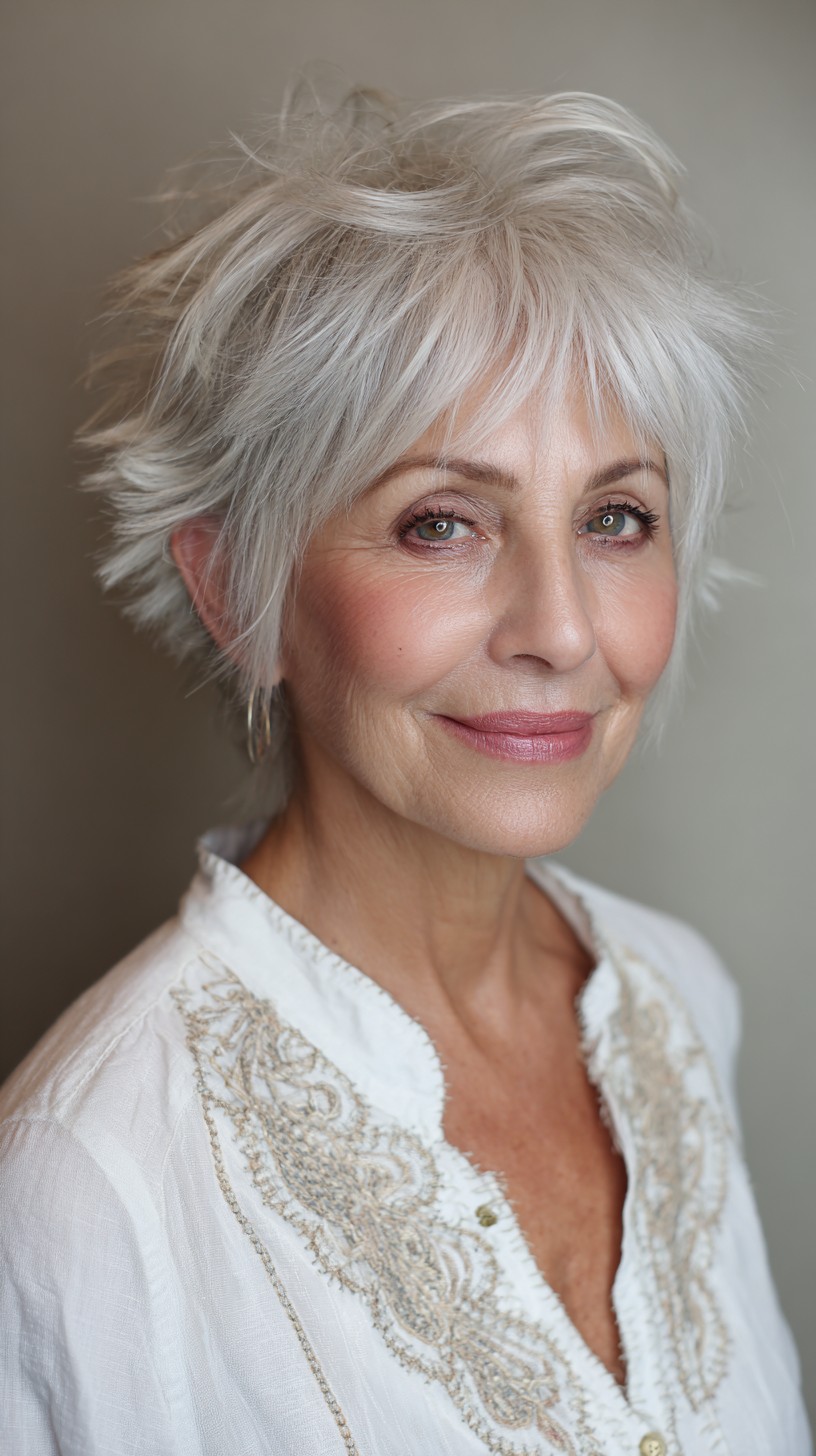 Whimsical Silver Layered Shag for Timeless Elegance