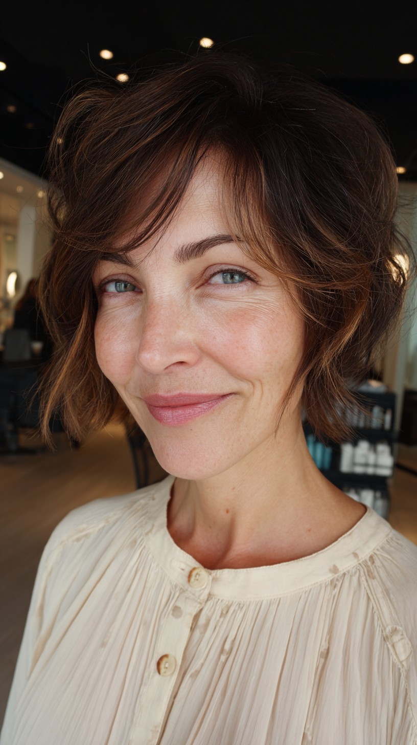 Charming Chestnut Tousled Bob