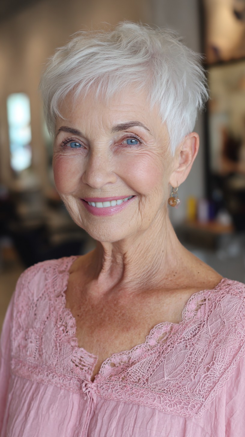 Charming Silver Textured Crop for Mature Women