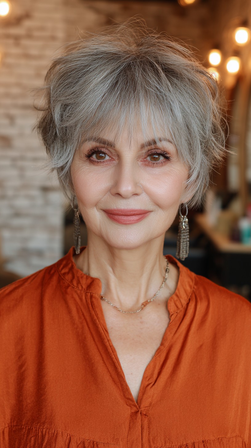 Charming Silver-Toned Layered Bob for a Fresh Look