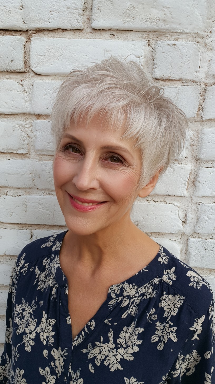 Chic Soft Silver Layered Pixie