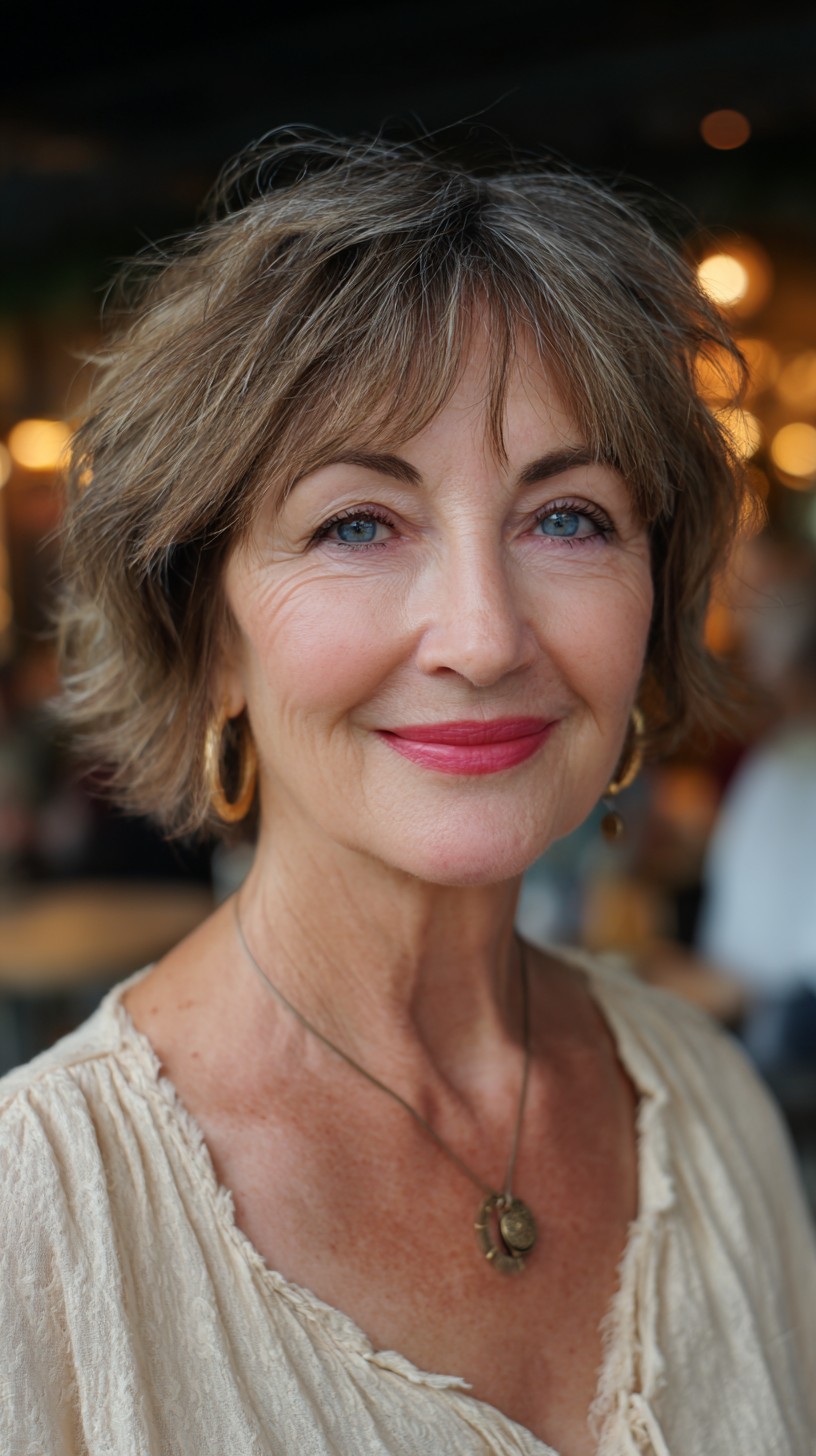 Chic Textured Bixie with Soft Blonde Highlights