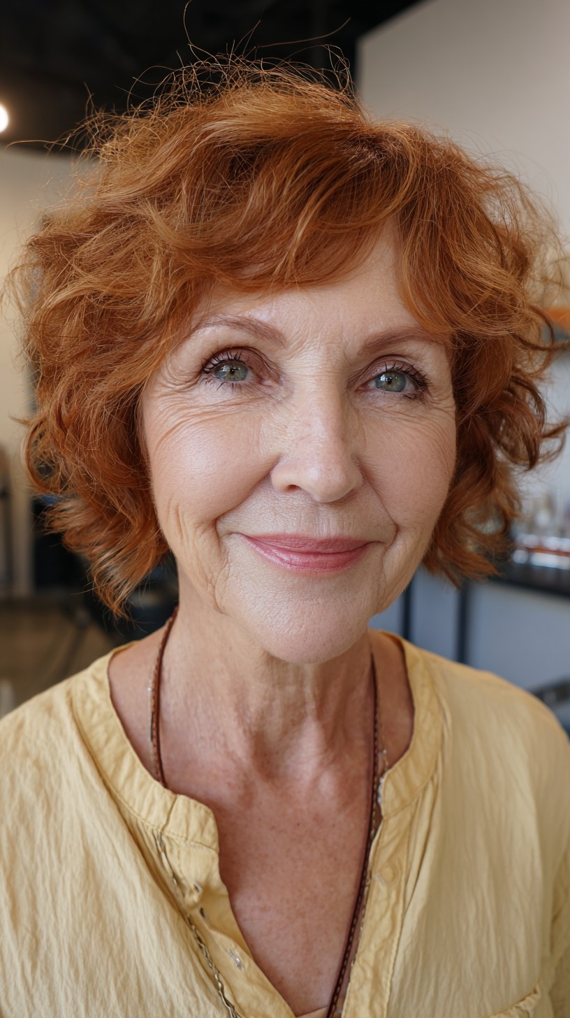 Copper Tousled Bixie with Soft Waves