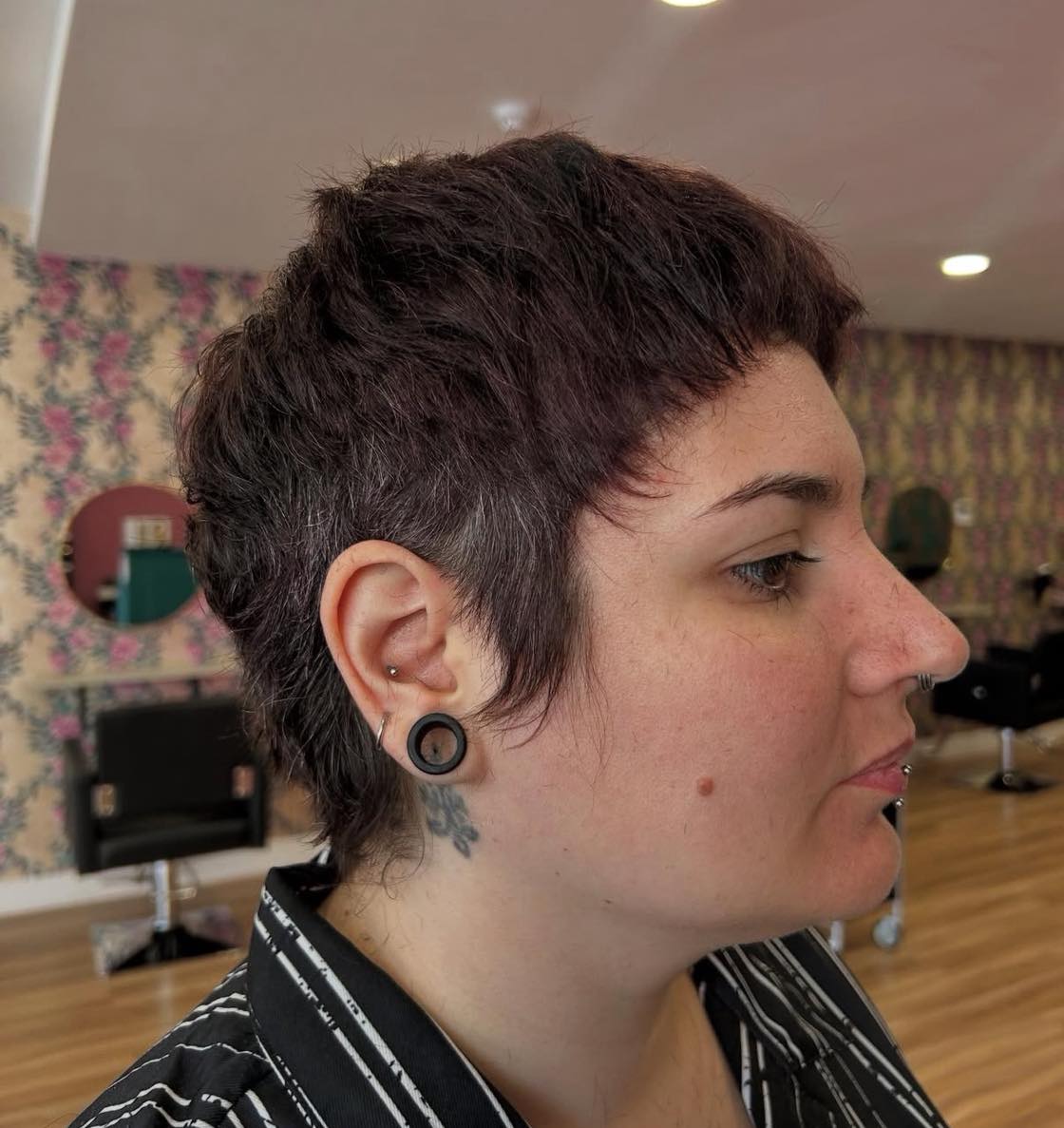 Deep Burgundy Asymmetrical Pixie with Defined Texture