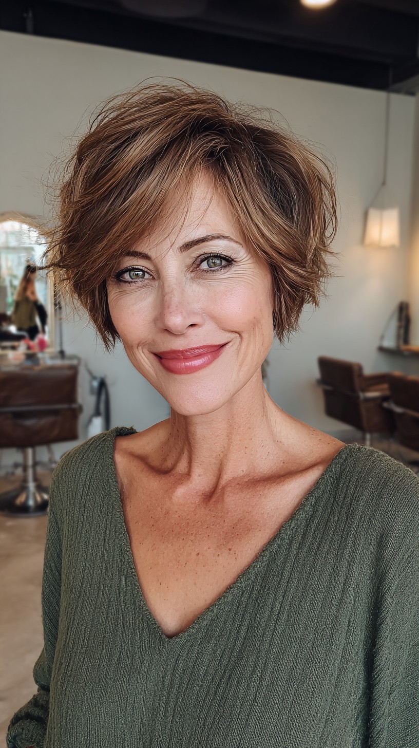 Dynamic Textured Pixie Cut for Silvering Hair