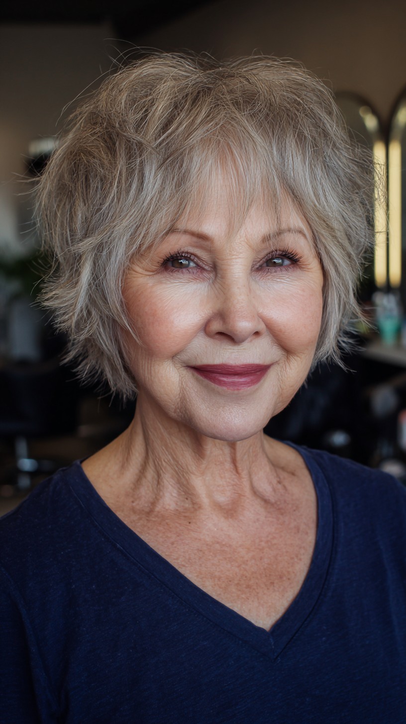 Effortless Gray Layered Bixie for Sophisticated Elegance