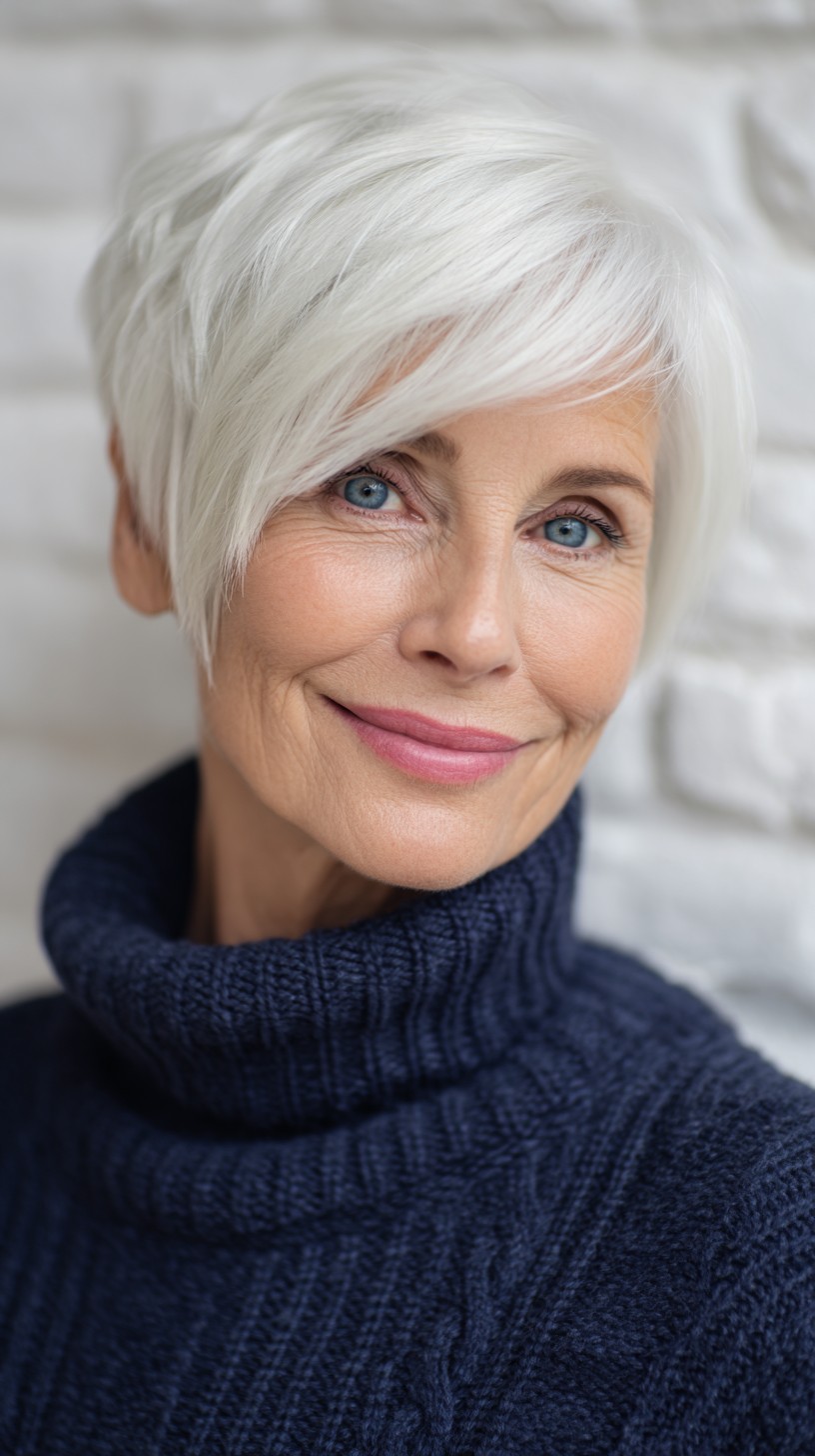 Elegant Ice-White Pixie with Textured Layers