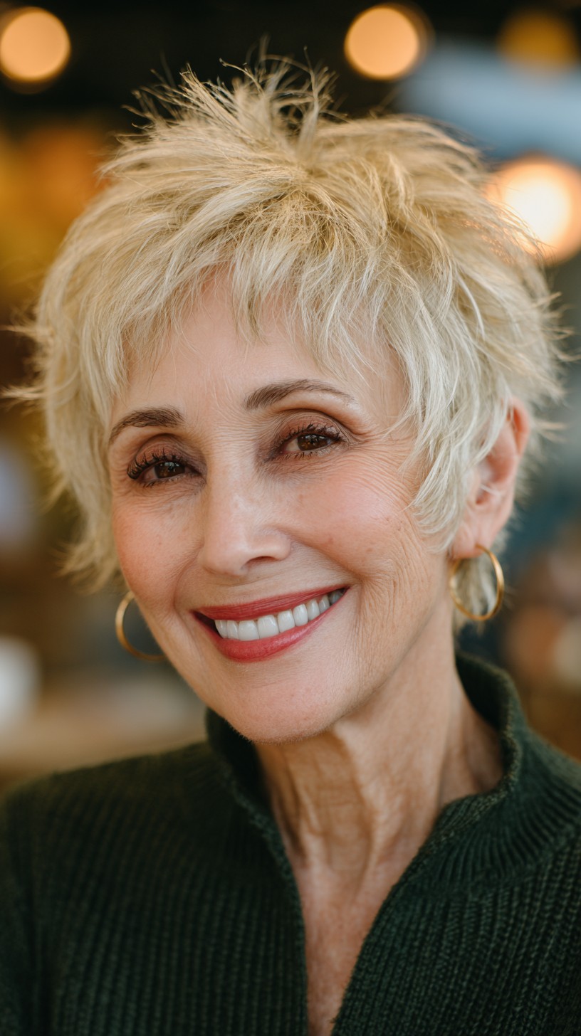 Feathered Golden Blonde Pixie for Vibrant Seniors