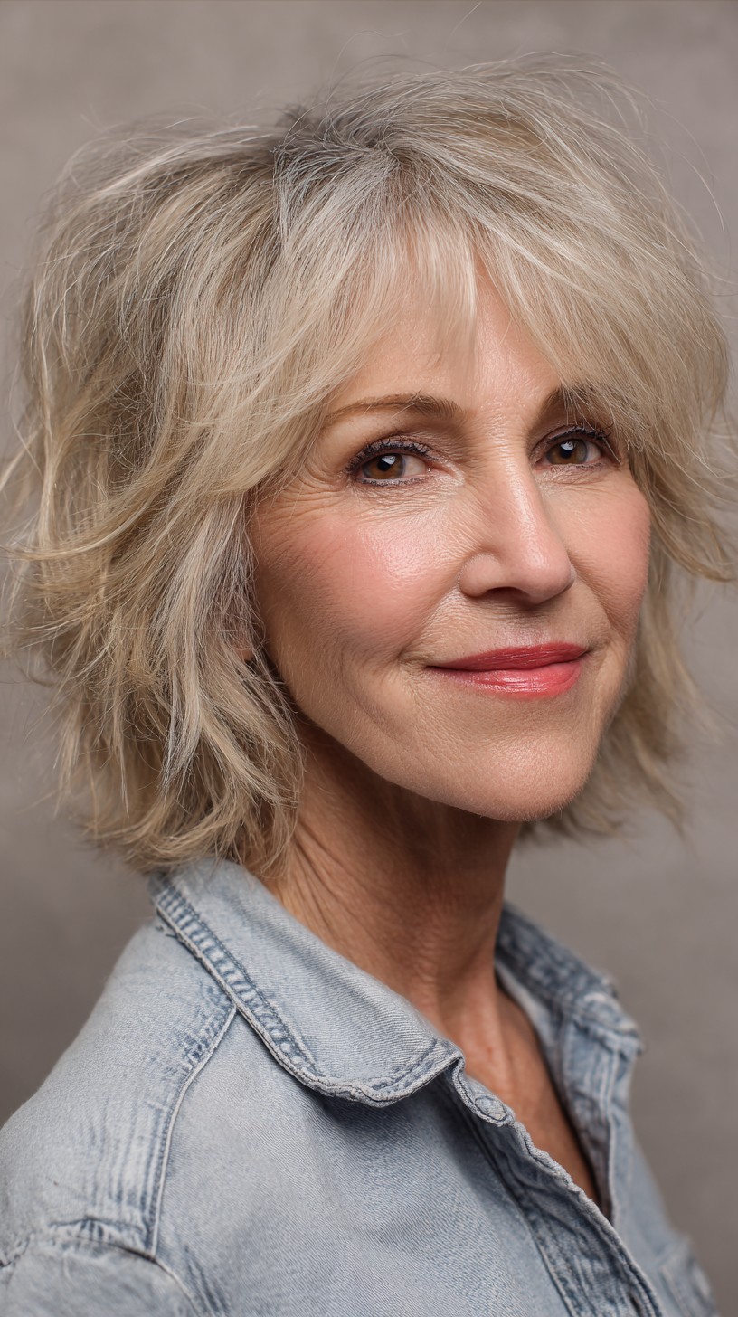 Lightly Textured Silver Waves with Soft Contouring