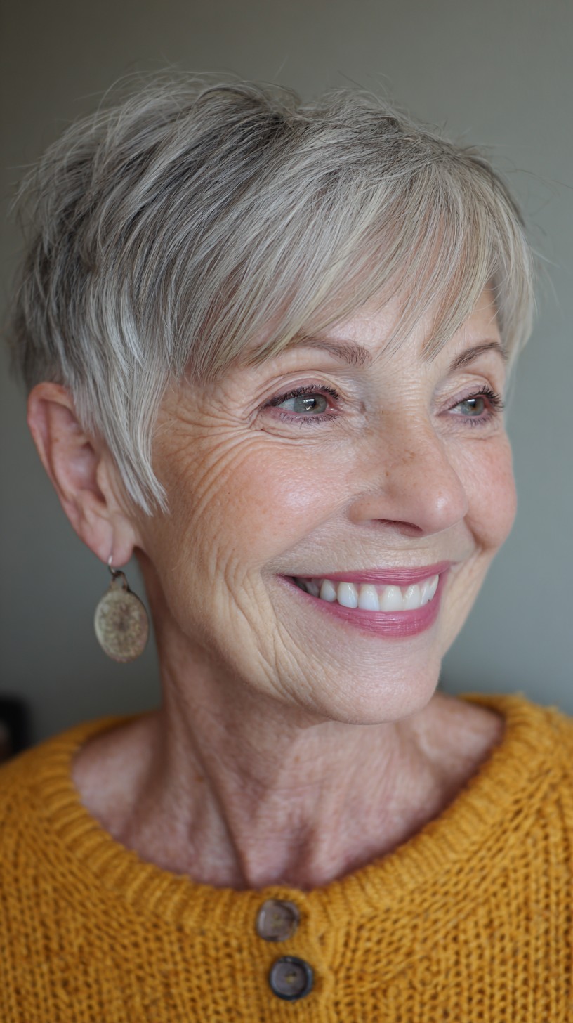 Lively Silver Feathered Pixie with Subtle Highlights