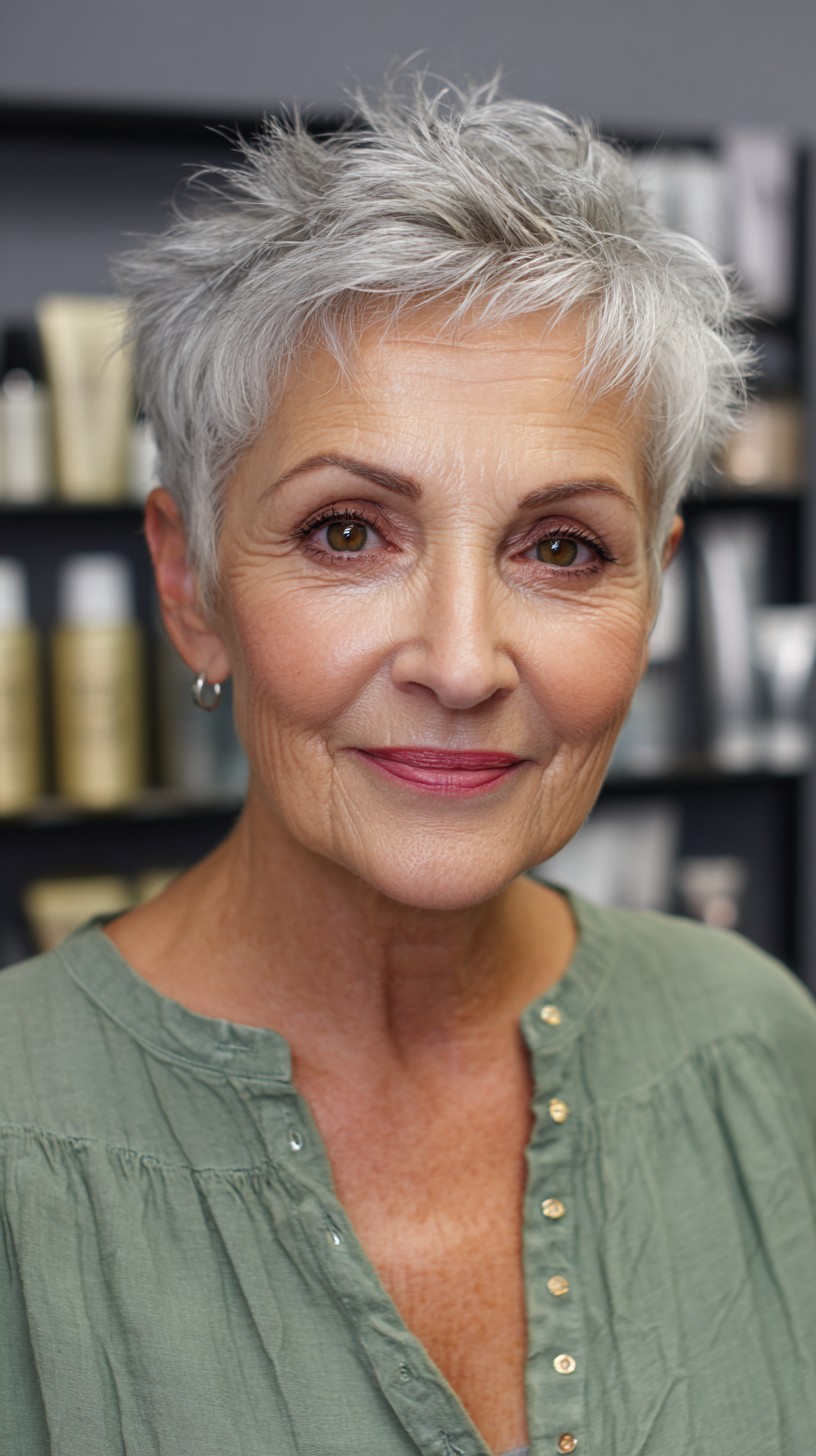 Lively Silver Textured Pixie with Lifted Roots