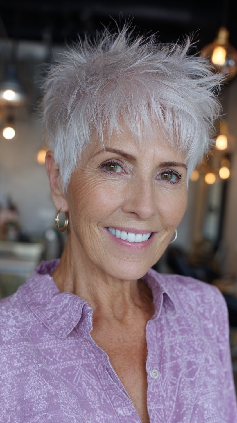 Modern Platinum Spiked Texture for Stylish Seniors