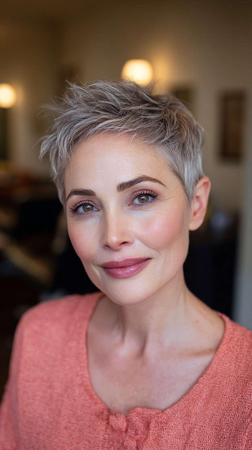 Modern Silver Pixie with Dynamic Texture