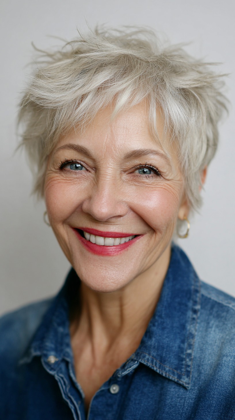 Playful Silver Shag with Flipped Layers