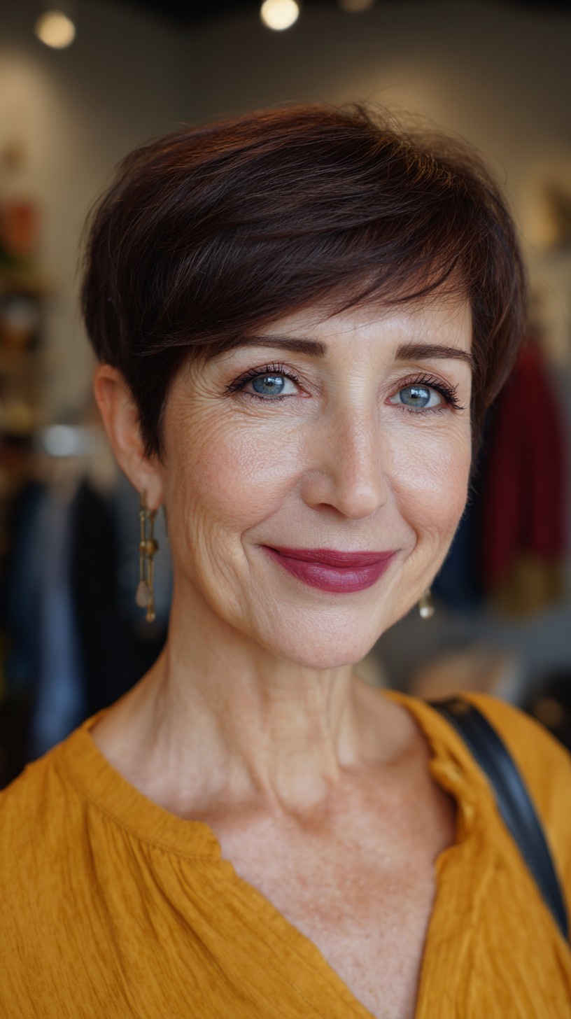 Polished Deep Mahogany Layered Pixie