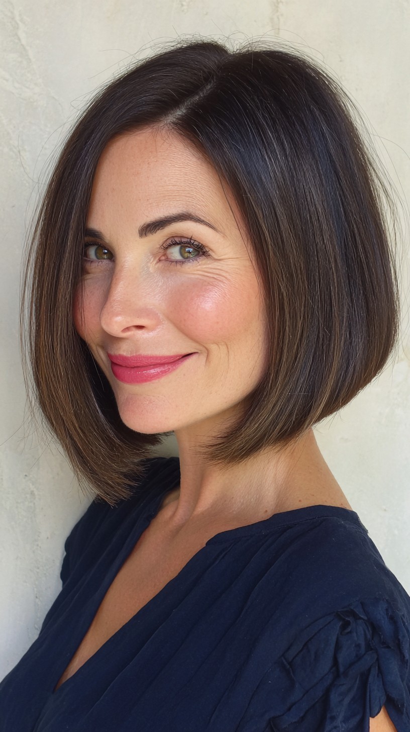 Sleek Espresso Bob with Soft Undercut
