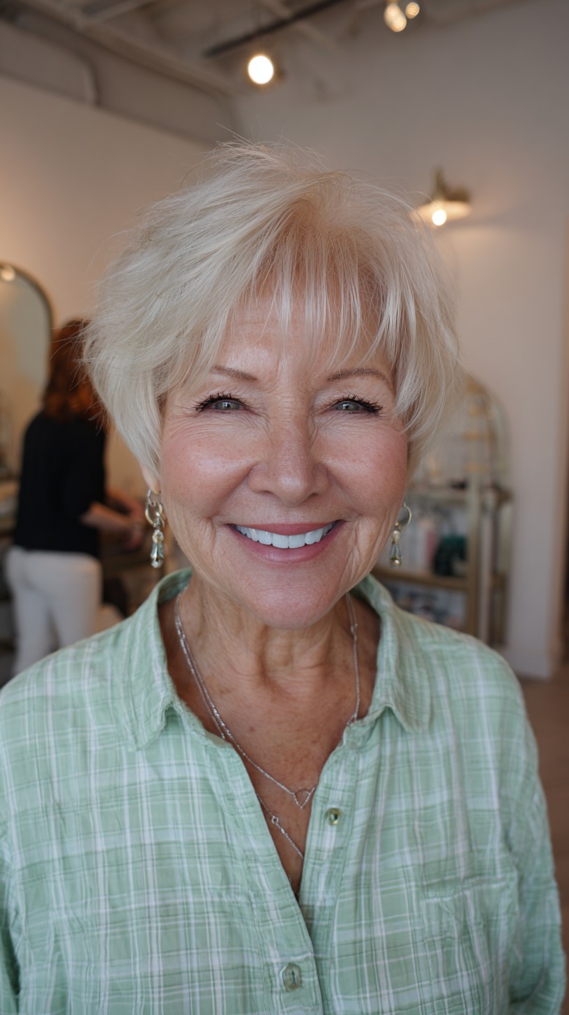 Soft Blonde Layered Crop for Mature Glamour