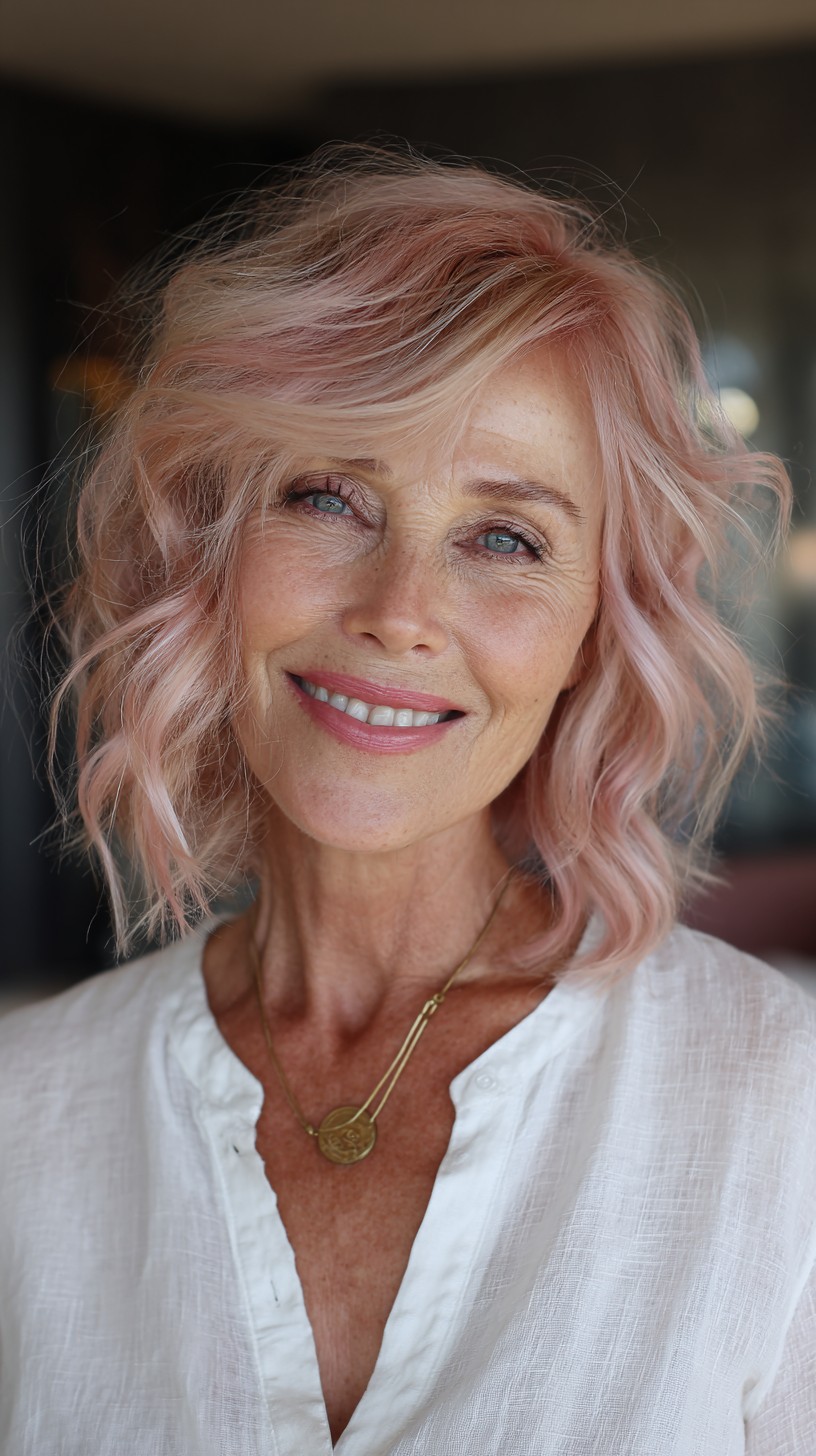 Soft Rose Gold Waves with Natural Textures