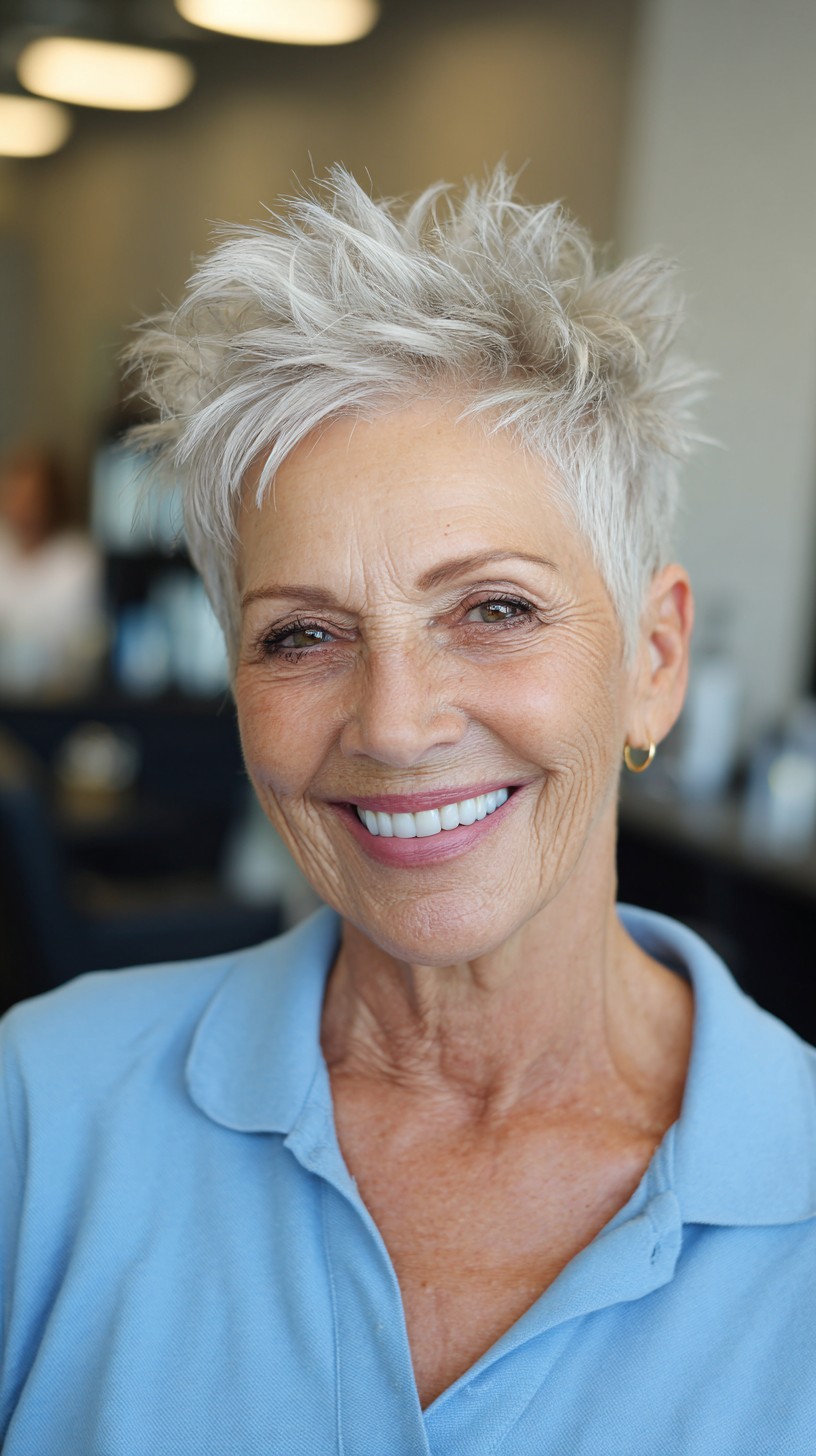 Spiky Platinum Pixie with Textured Layers