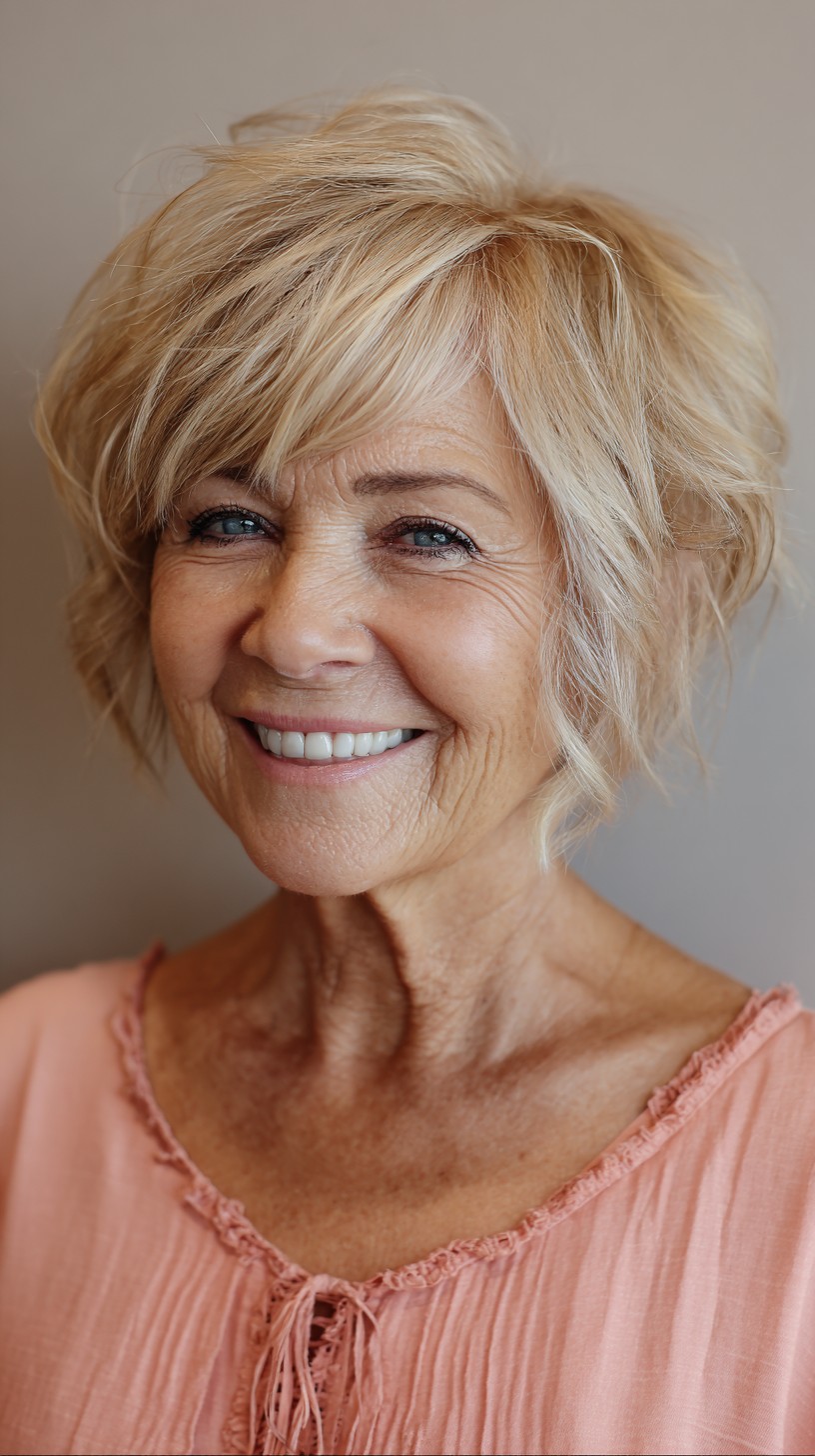 Sunny Golden Tousled Shag for Vibrant Seniors