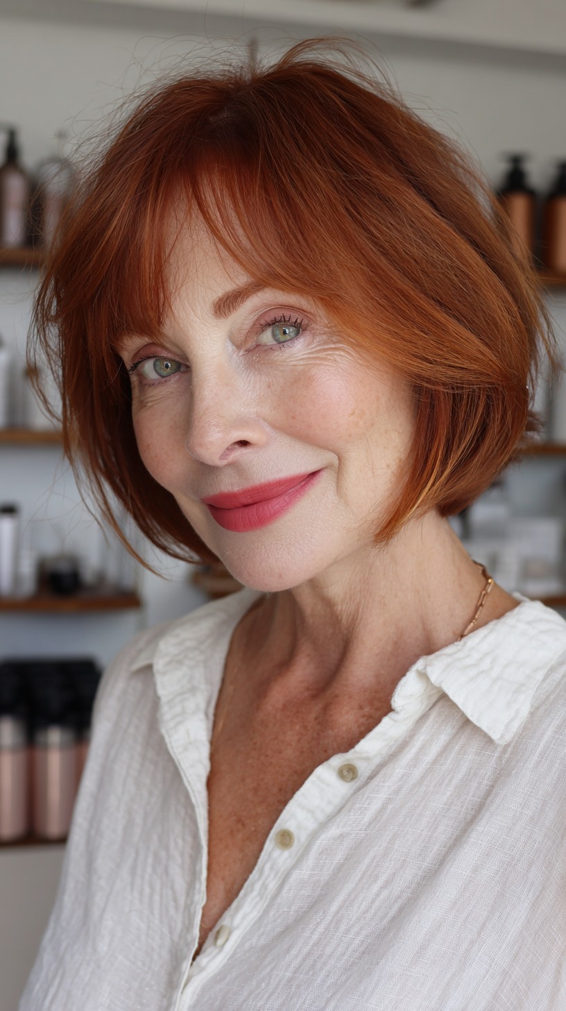 Vibrant Copper Layered Bob with Soft Texture