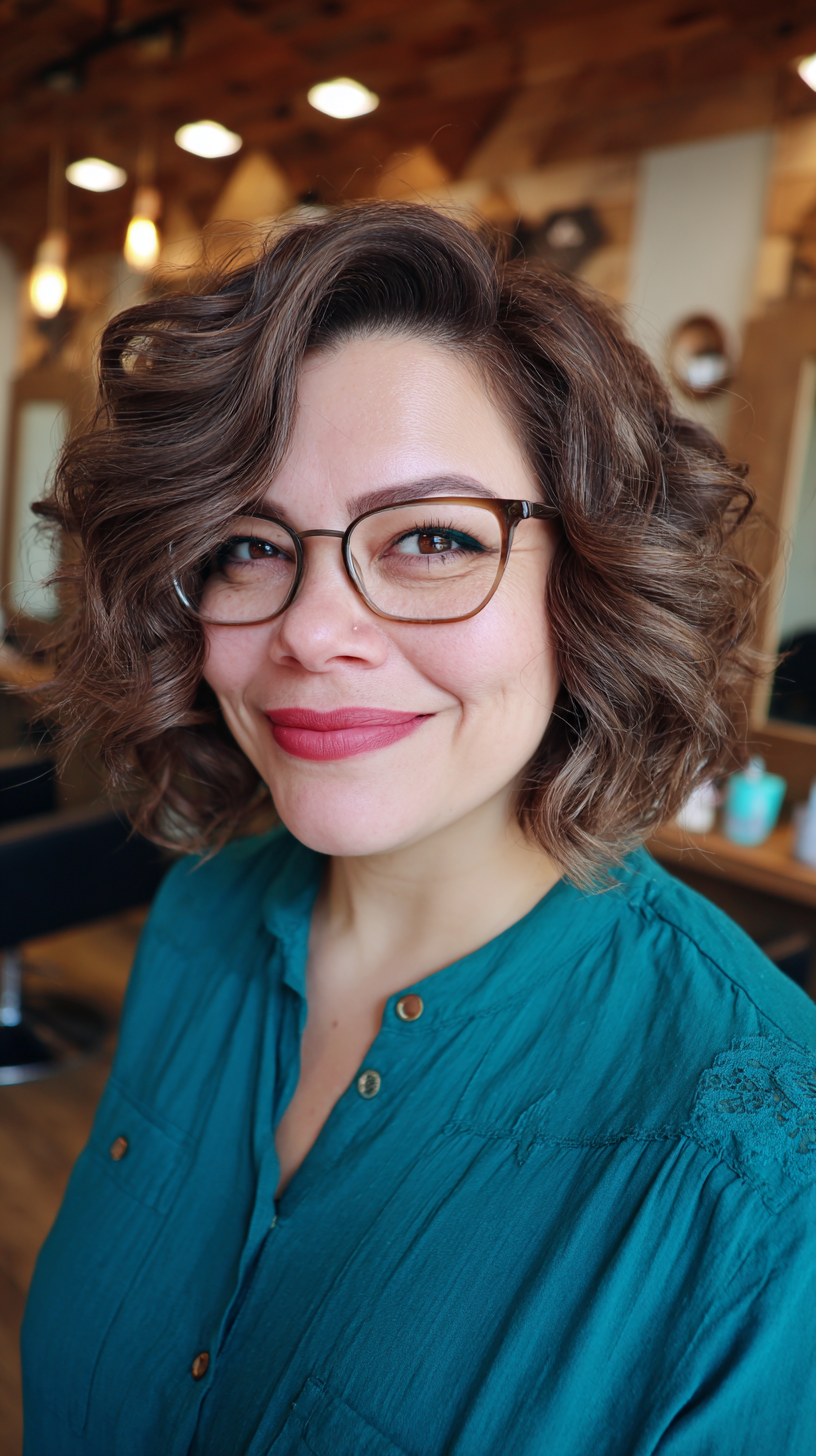 Chic Curly Lob with Soft Volume
