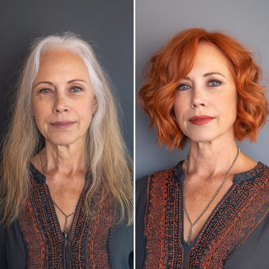 Chic Shoulder-Length Curly Cut with Vibrant Color