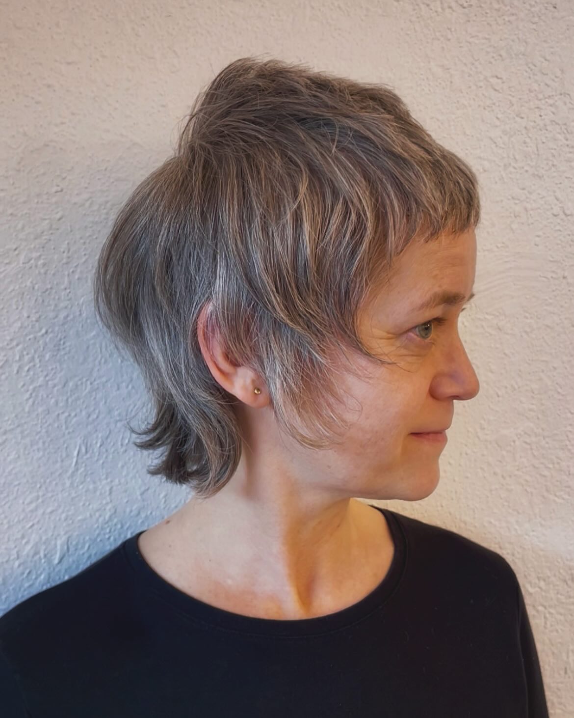 Chic Silver Layered Pixie with Tapered Nape