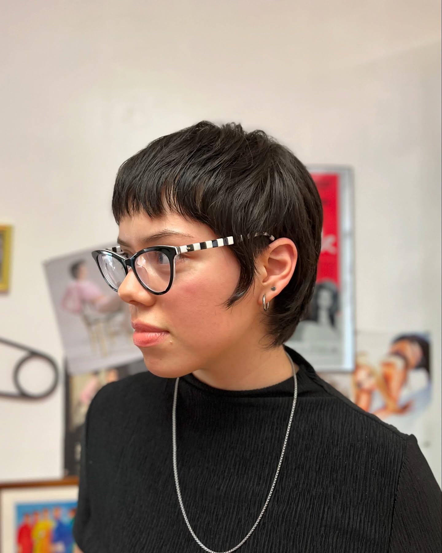 Chic Textured Pixie Mullet with Defined Edges