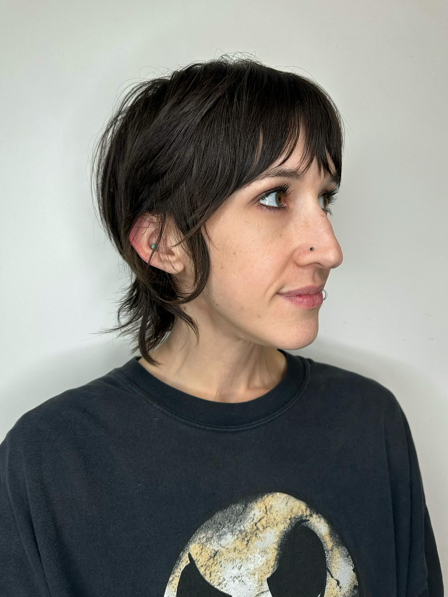 Edgy Textured Pixie Mullet with Soft Bangs
