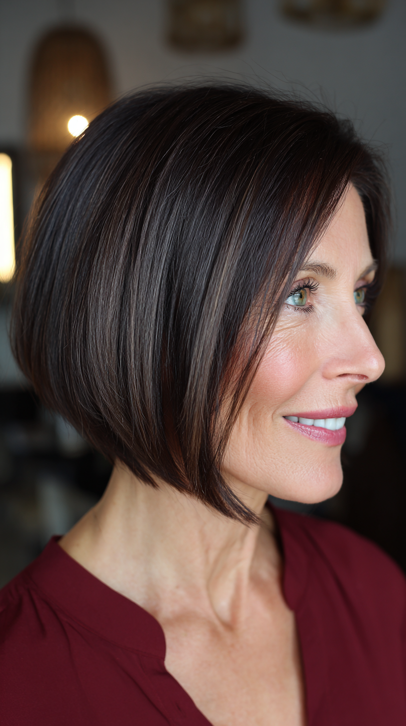 Sleek Angular Bob with Subtle Highlights