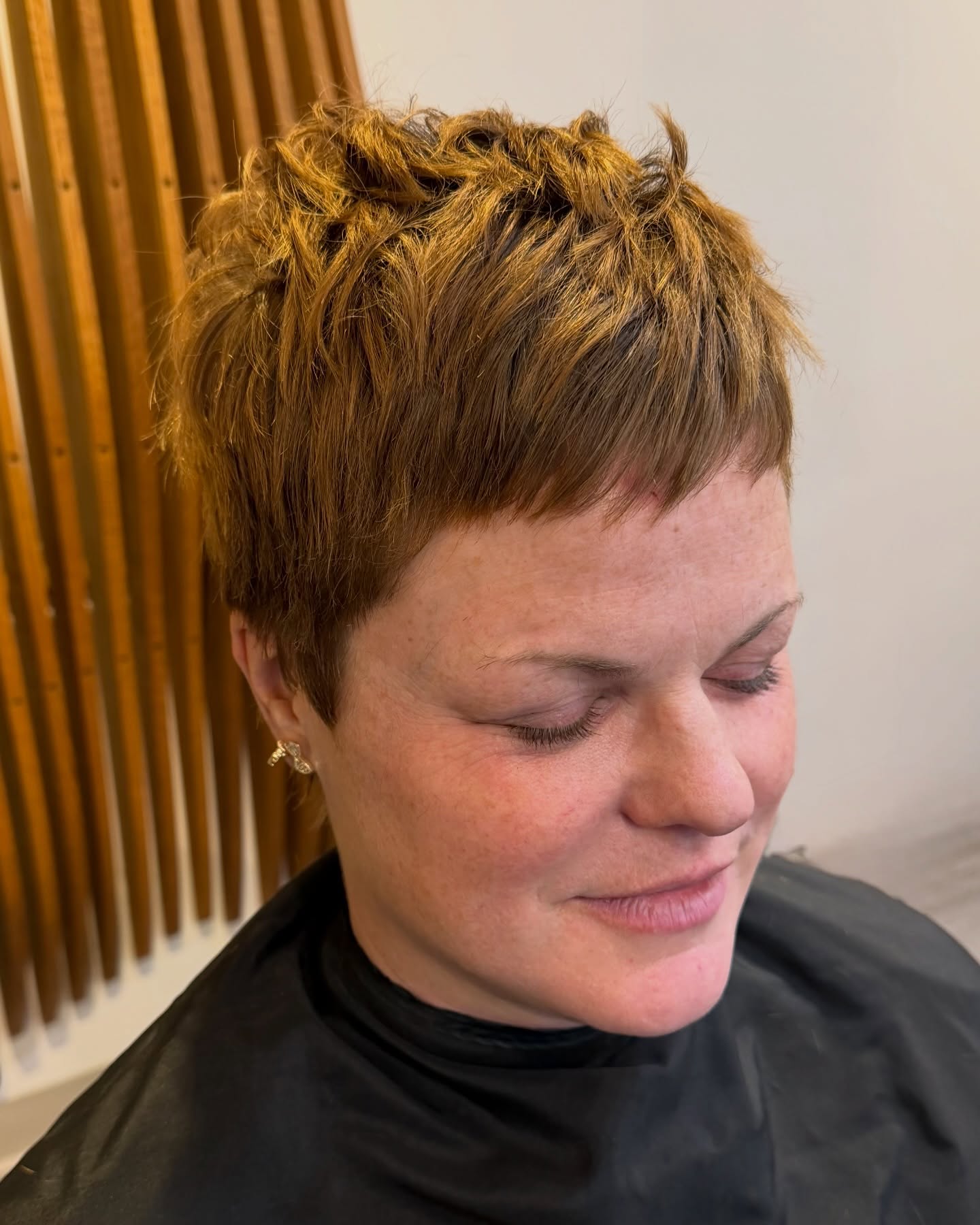 Textured Copper Pixie Mullet with Defined Layers