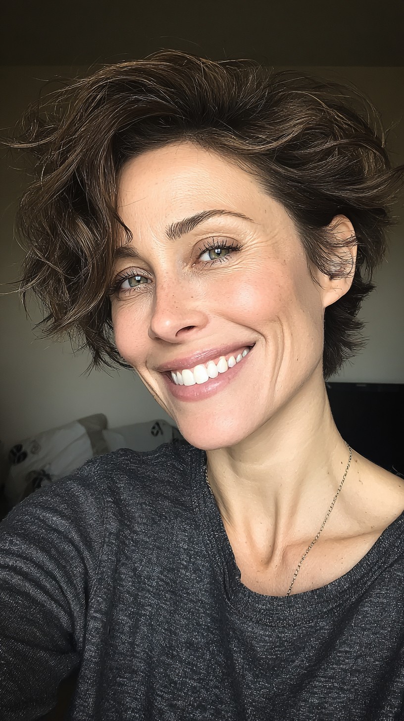 Brunette Cascade with Voluminous Waves