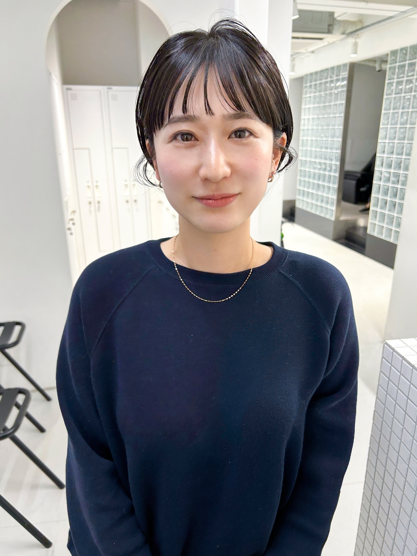 Chic Glossy Black Bob with Delicate Bangs