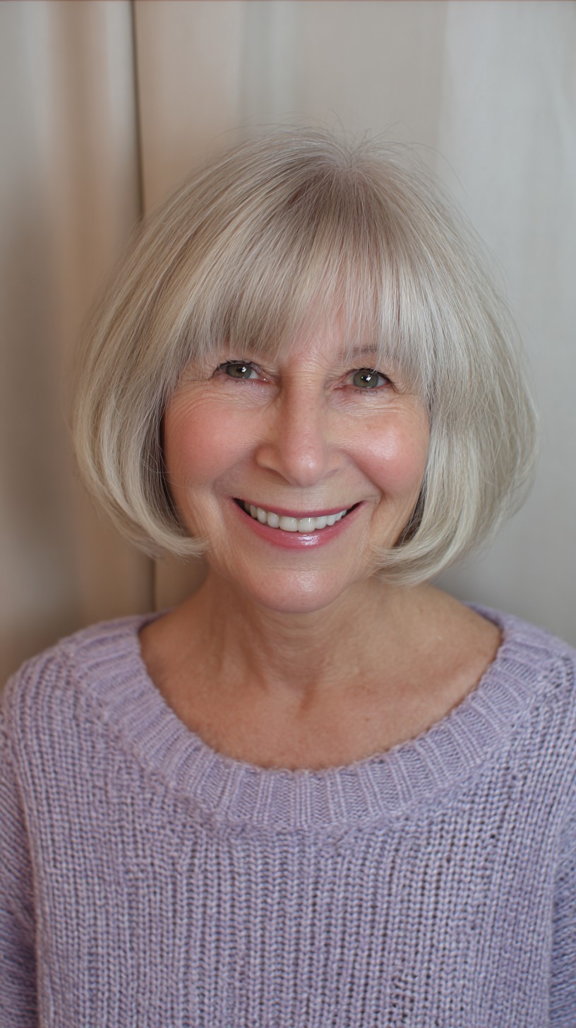 Chic Silver Bob with Soft Contours