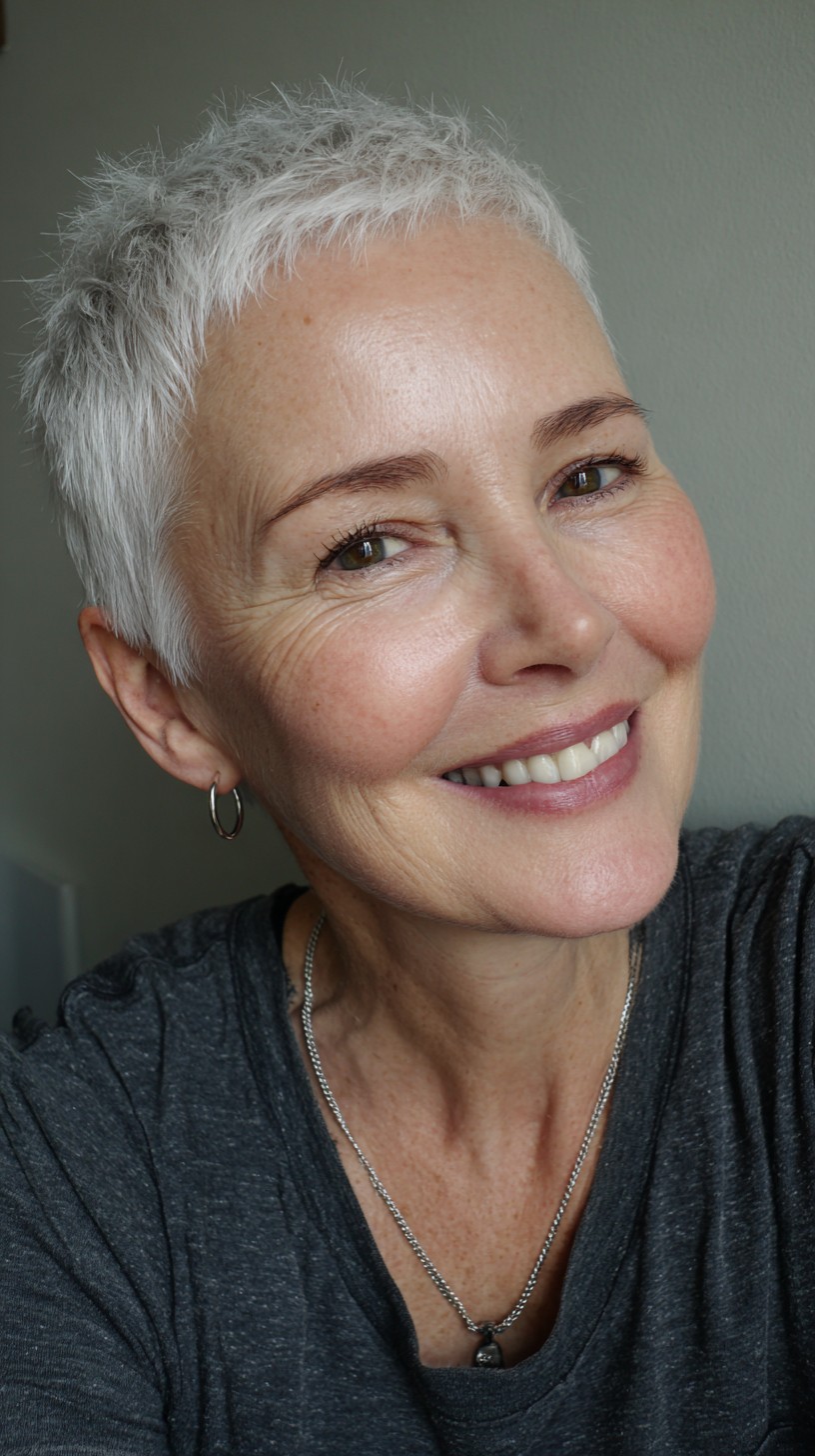 Chic Silver Pixie Cut for Mature Women