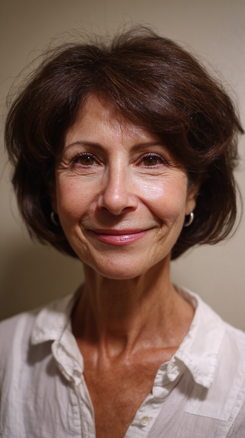 Classic Chocolate Bob with Gentle Curls