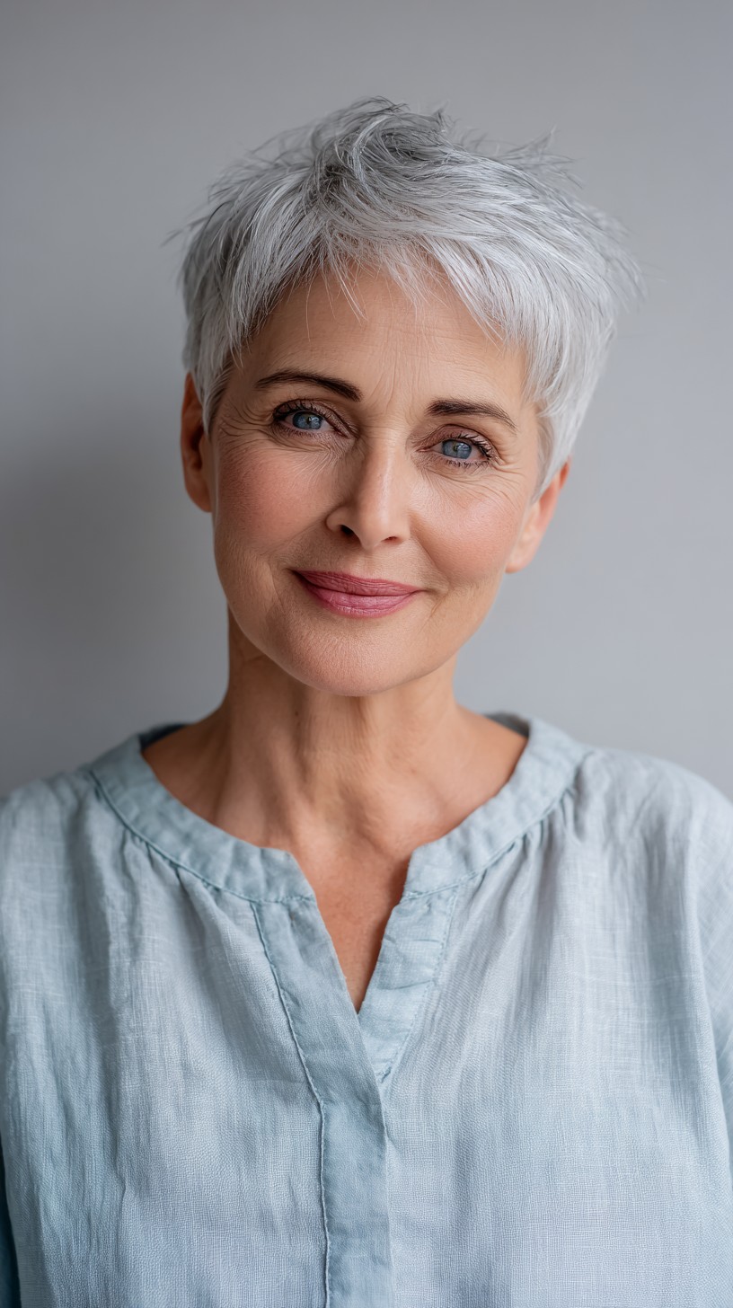 Effervescent Silver Textured Pixie for Active Women