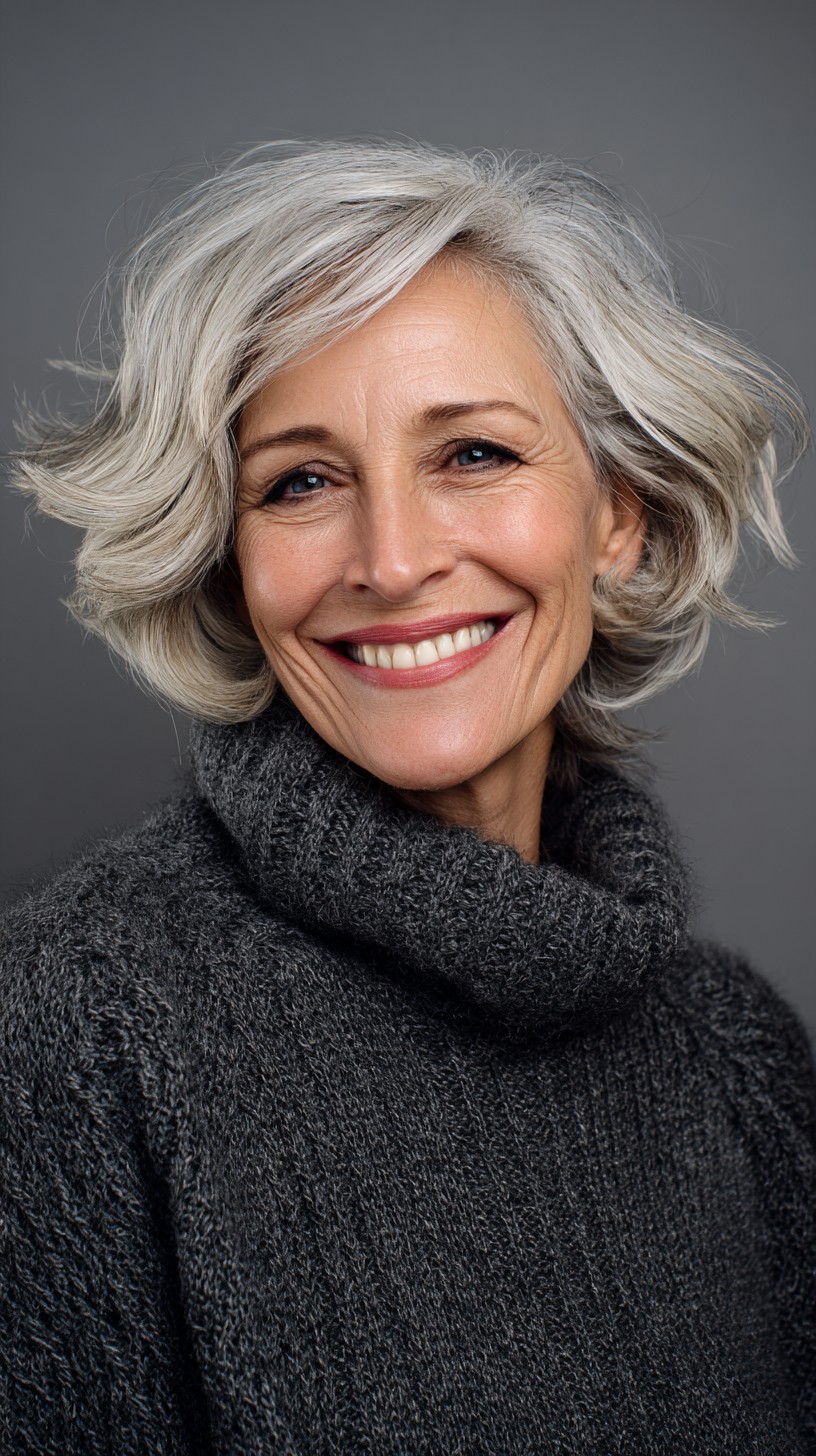 Effortlessly Modern Silver Sweep Bob