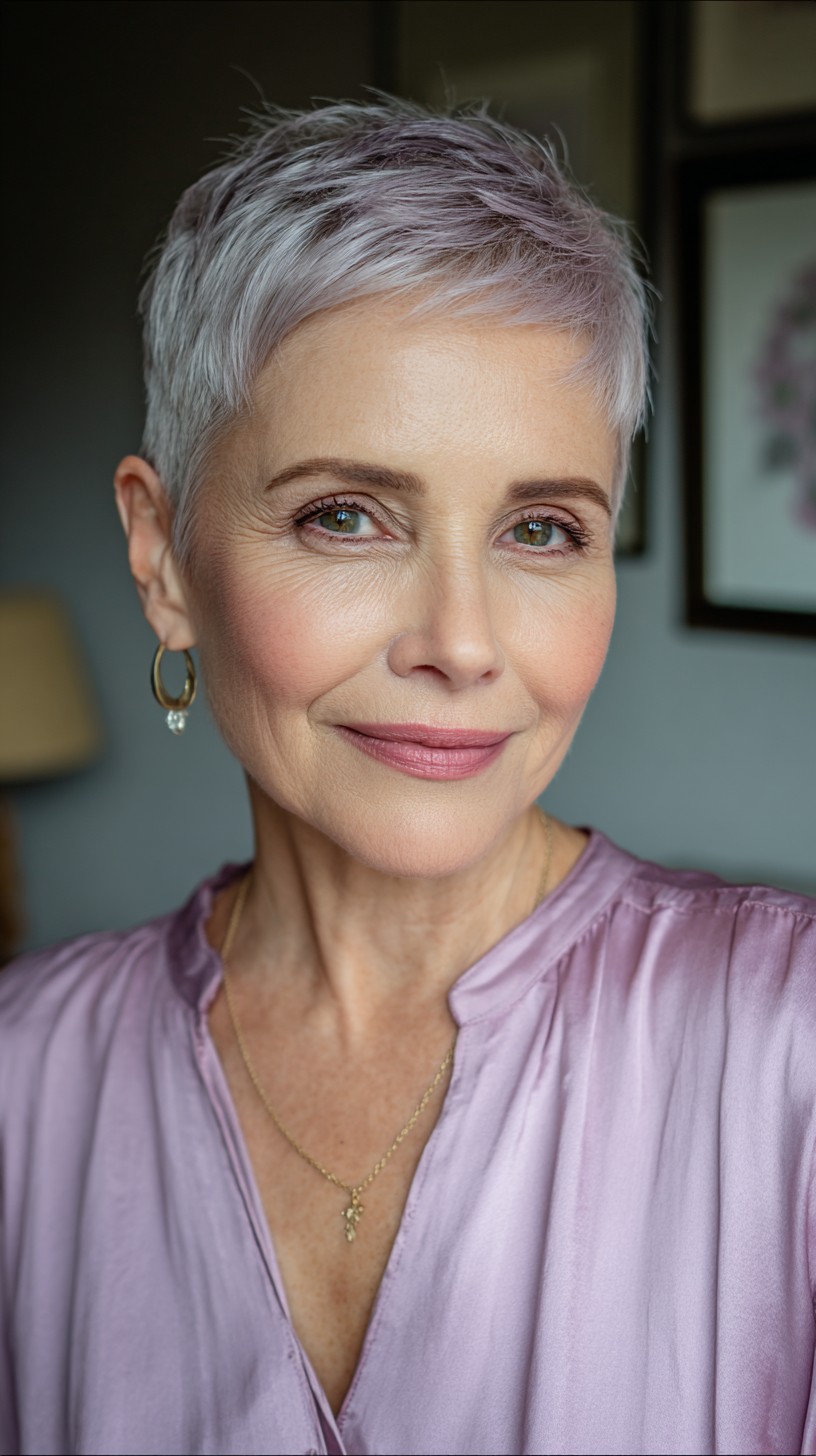 Elegant Silver Lavender Fade for Mature Women