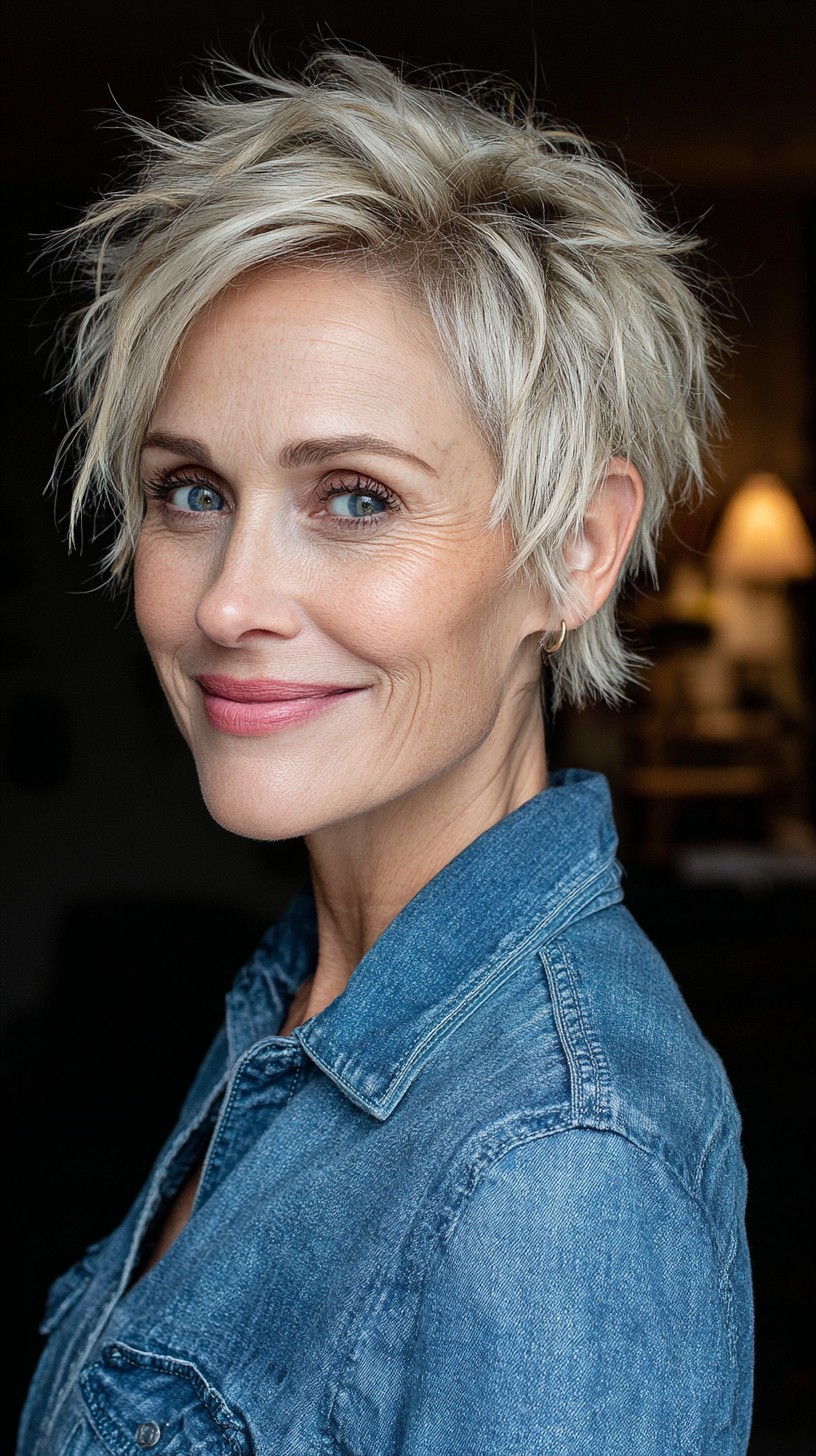 Platinum-Blonde Edgy Textured Pixie